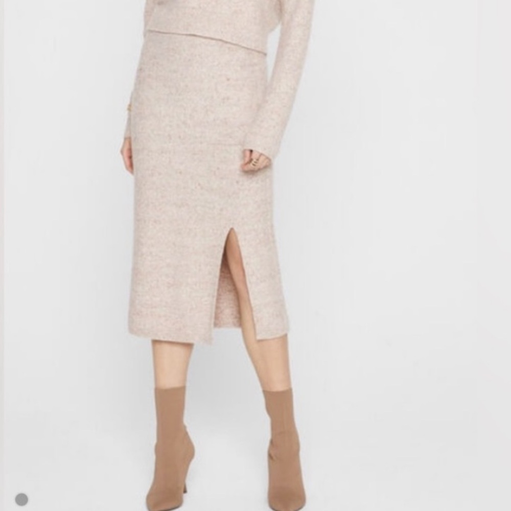 Club Monaco Tweed Slit Skirt Italian Yarn Color Pink Multi Size M